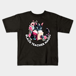 Black teacher magic- Black Cat Kids T-Shirt